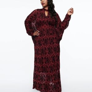 Unique Vintage 1970s La Caterina Burgundy High Neck Caftan Size: one size plus